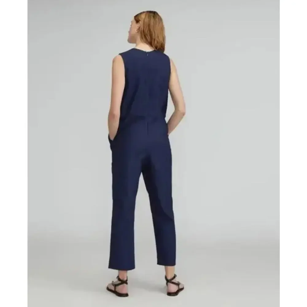 Everlane The Structured Cotton Jumpsuit In Navy Blue Size 6 New - Picture 2 of 13